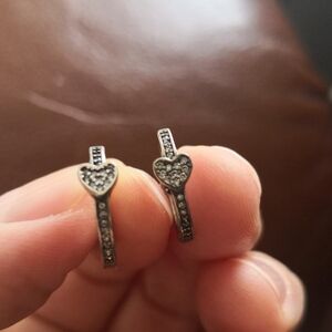 Sparkling Heart Silver Earrings